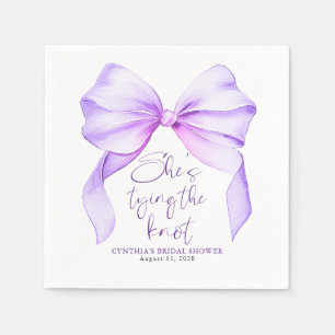 Purple Bow She's Tying the Knot Bridal Shower Napkin