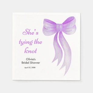 Purple Bow She's Tying the Knot Bridal Shower Napkin