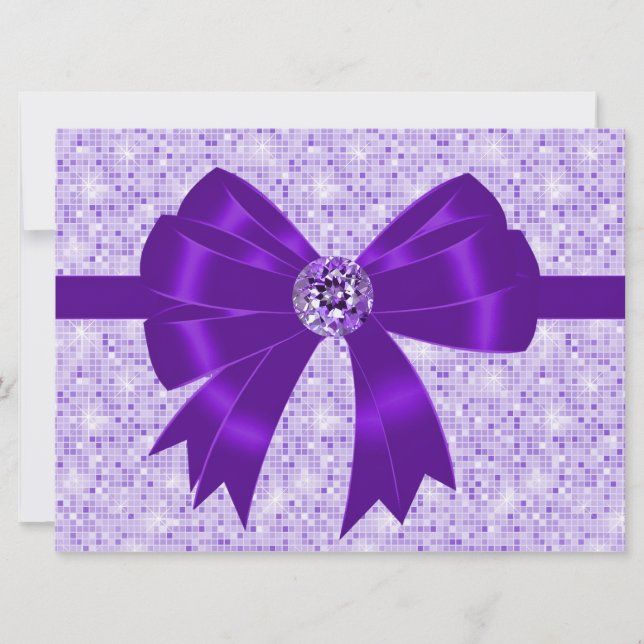 Purple Bow Sparkle Girls 18th Birthday Party Invitation (Front)