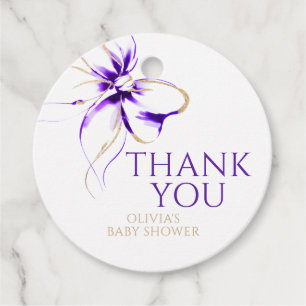Purple Bow Thank You Baby Shower Favour Tags