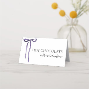 Purple Bow Tying Knot Bridal Shower Buffet Food  Place Card