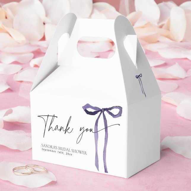 Purple Bow Tying the Knot Bridal Shower Gable Favour Box (Wedding)