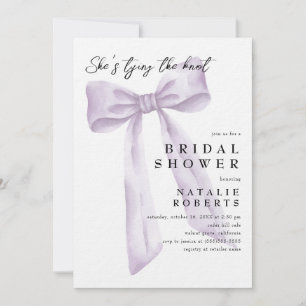 Purple Bow Tying the Knot Bridal Shower Invitation