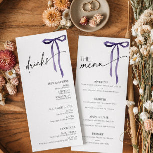 Purple Bow Tying the Knot Bridal Shower Menu Card