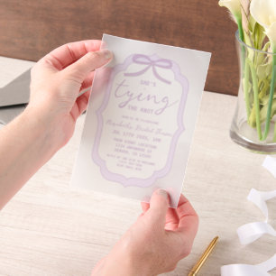 Purple Bow Watercolor Bridal Shower Vellum Invitations