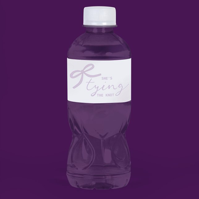 Purple Bow Watercolor Bridal Shower Water Bottle Label (Creator Uploaded)