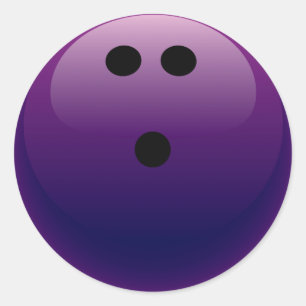 PURPLE BOWLING BALL CLASSIC ROUND STICKER