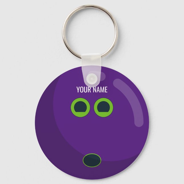 Purple Bowling Ball - Customisable Colours Key Ring (Front)
