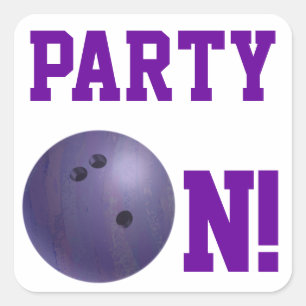 Purple Bowling Ball Party On Sticker