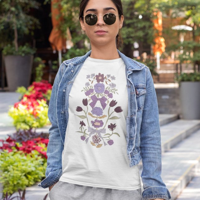 Purple Bows and Flowers T-Shirt (Creator Uploaded)