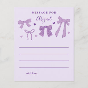Purple Bows Girl Birthday Time Capsule Message