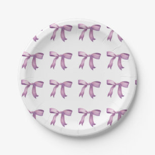 Purple bows girly preppy paper plate