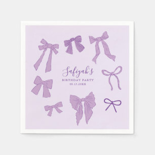 Purple Bows Whimsical Birthday Party Napkin