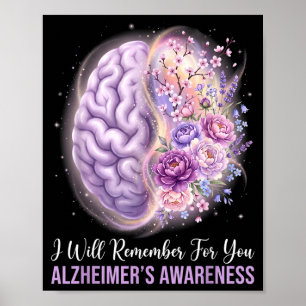 Purple brain will remember for alzheimer’s poster