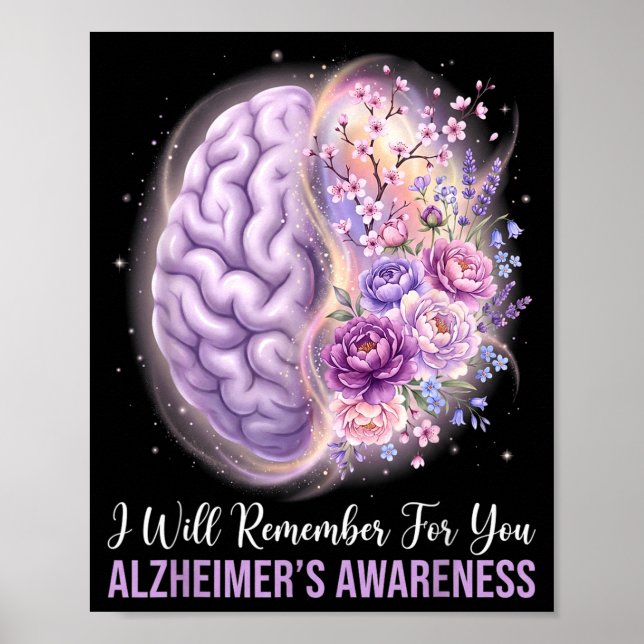 Purple brain will remember for alzheimer’s poster (Front)