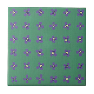 Purple Brassica Flower Pattern on Tile Trivet