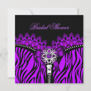 Purple Bridal Shower Black Lace Corset Invitation