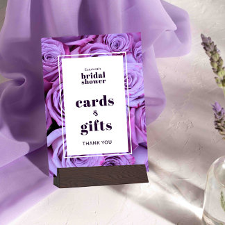Purple Bridal Shower Cards and Gifts Tabletop Card
