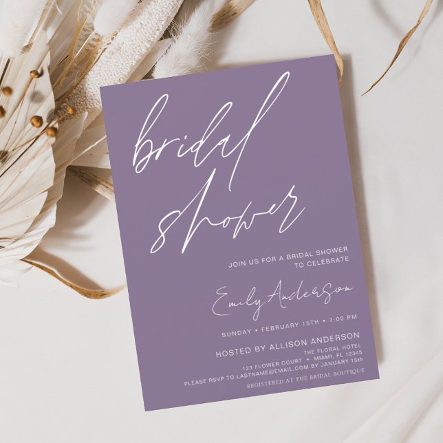 Purple Bridal Shower Handwritten Invitation Flyer (Creator Uploaded)