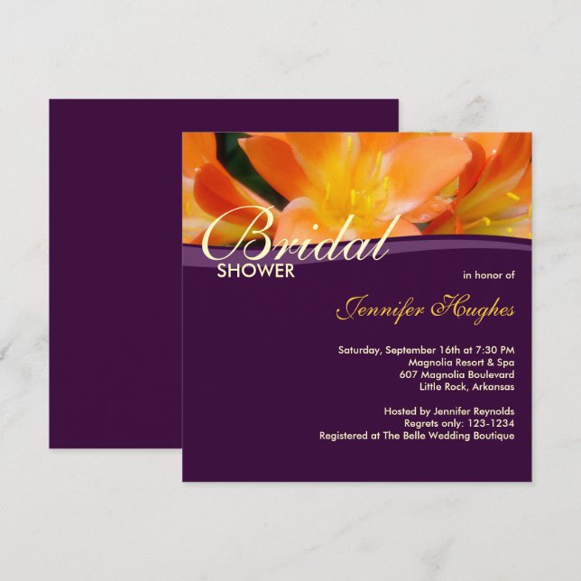 Purple Bridal Shower Invitation (Front/Back)