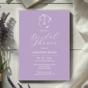 Purple Bridal Shower Invitation Lavender Monogram