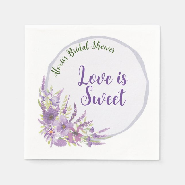Purple bridal shower Paper Napkin (Front)