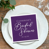 Purple Bridal Shower Personalised White Script