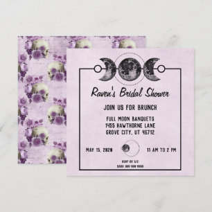 Purple Bridal Shower Skulls Roses Goth Wicca Invitation