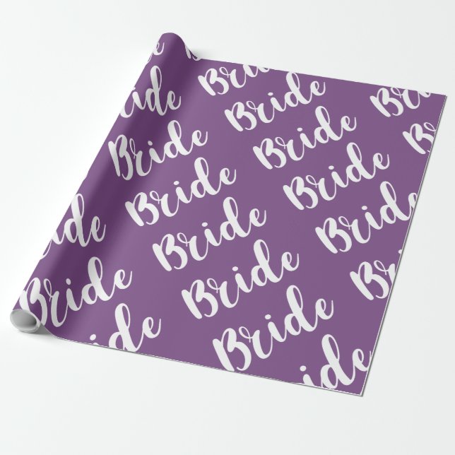 Purple Bridal Shower Wedding Wrapping Paper (Unrolled)