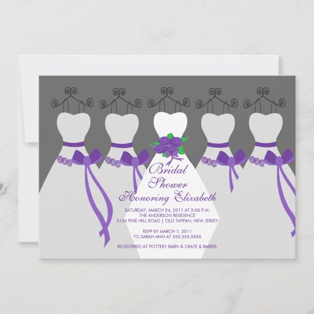 Purple Bride Bridesmaids Bridal Shower Invitation (Front)