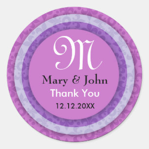 Purple Bride&Groom Thank You Monogram Seals