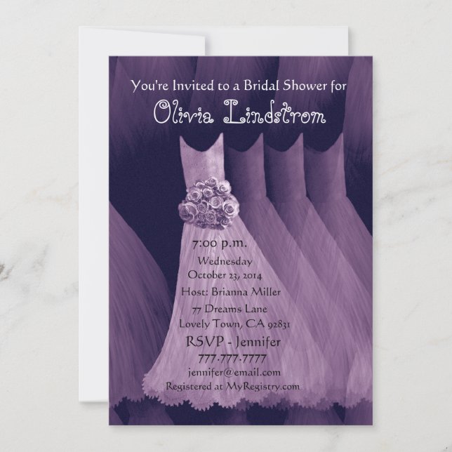 PURPLE Bridesmaid Dresses Bridal Shower Invitation (Front)