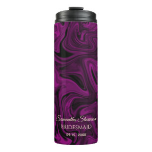 Purple Bridesmaid Monogram Thermal Tumbler