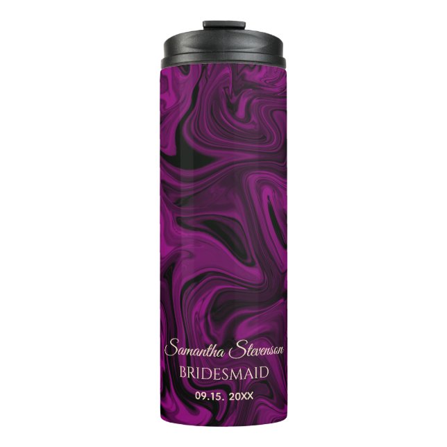Purple Bridesmaid Monogram Thermal Tumbler (Front)
