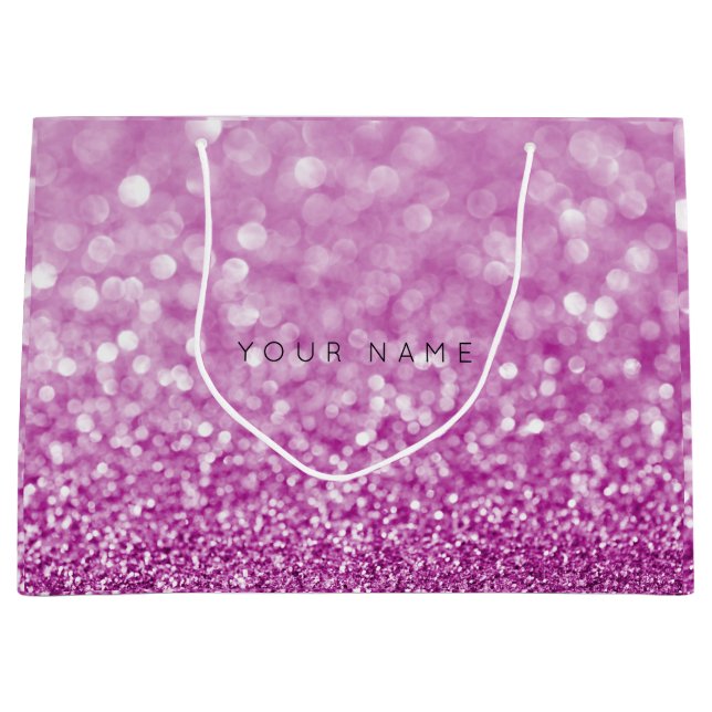 Purple Bright Pink White Glitter Favor Gift Bag (Front)