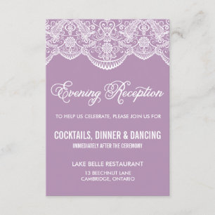 Purple Brocade Lace Wedding Reception Card