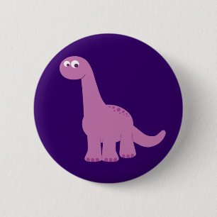 Purple Brontosaurus Dinosaur 6 Cm Round Badge