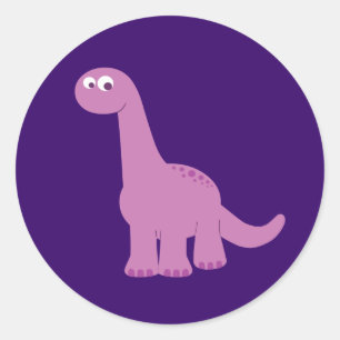 Purple Brontosaurus Dinosaur Classic Round Sticker