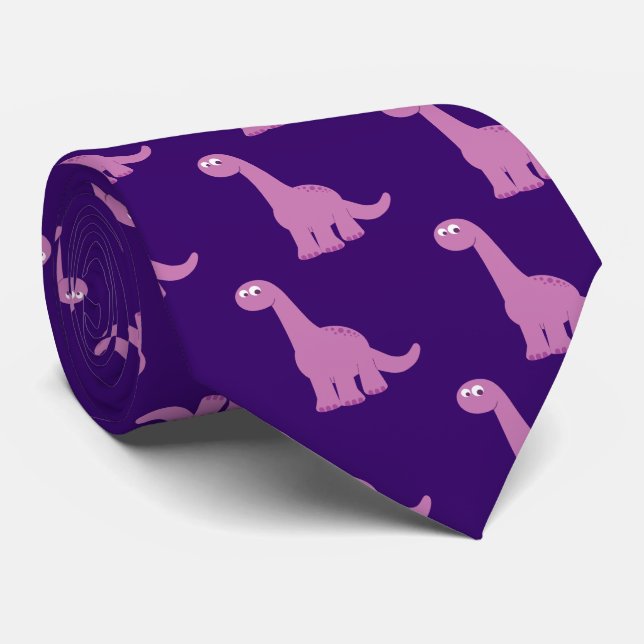 Purple Brontosaurus Dinosaur Tie (Rolled)