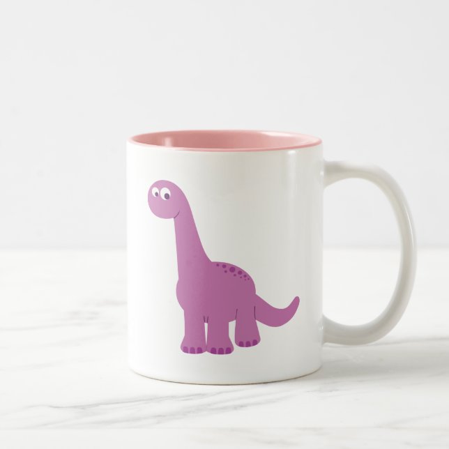 Purple Brontosaurus Dinosaur Two-Tone Coffee Mug (Right)