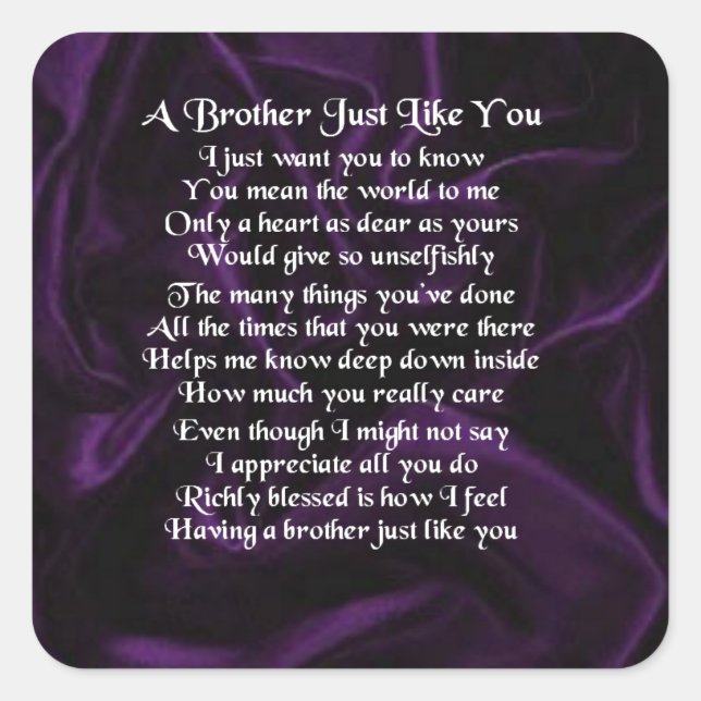 Purple  Brother  Poem Square Sticker (Front)