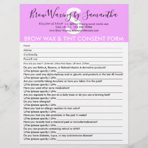 Purple Brow Wax Tint Customer Consent Waiver Form Flyer