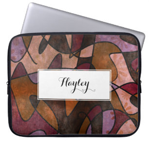 Purple, Brown, Burgundy Abstract Art, 5a Laptop Sleeve