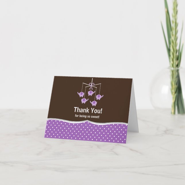 Purple & Brown Mobile Thank You Note Card (Front)