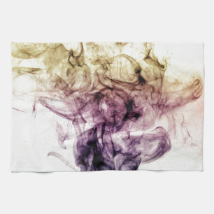 Purple Brown Smoky Dust Abstract Tea Towel