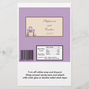 Purple/Brown Wedding Cake Large Candy Bar Wrapper