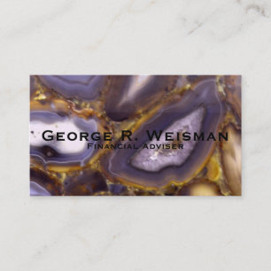 Purple Brown White Agate design Business Card