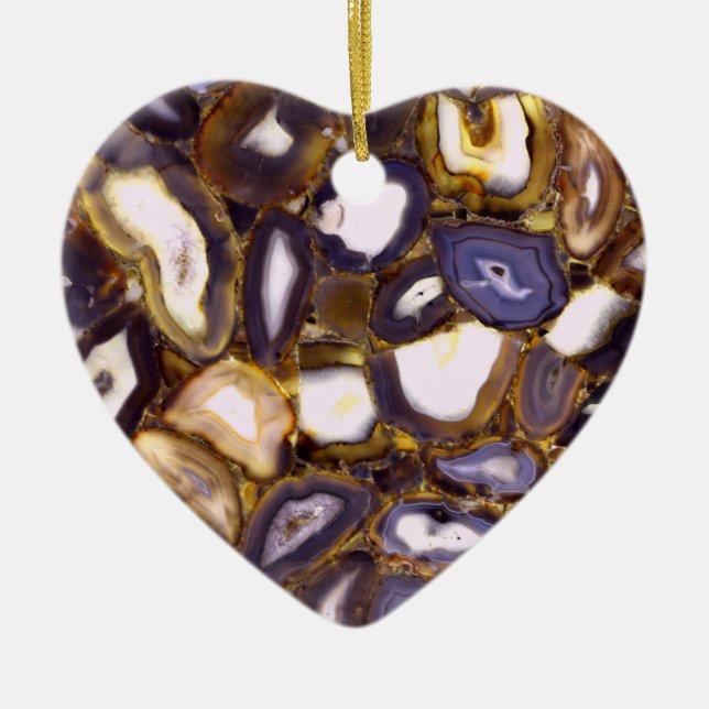 Purple Brown White Agate design Ceramic Tree Decoration (Front)