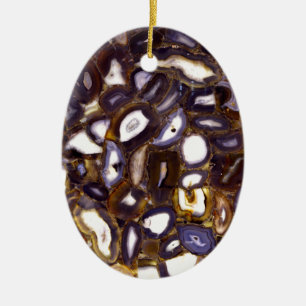 Purple Brown White Agate design Ceramic Tree Decoration