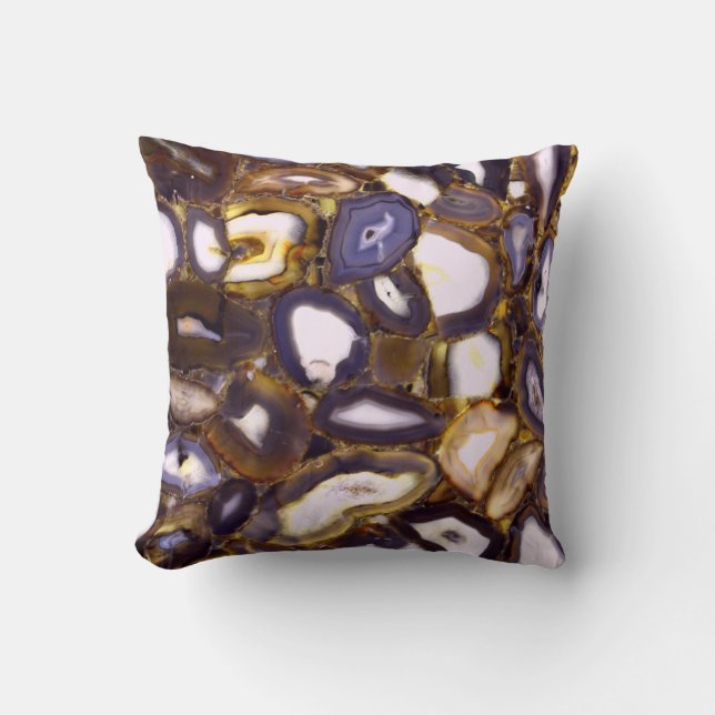 Purple Brown White Agate design Cushion (Front)